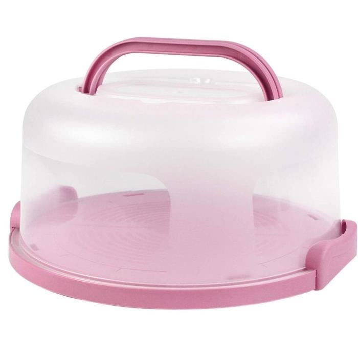 Gâteau gâteau Porte-conteneur Boîte ronde service Pâtisserie Plateau stand PP en plastique rose 10inch