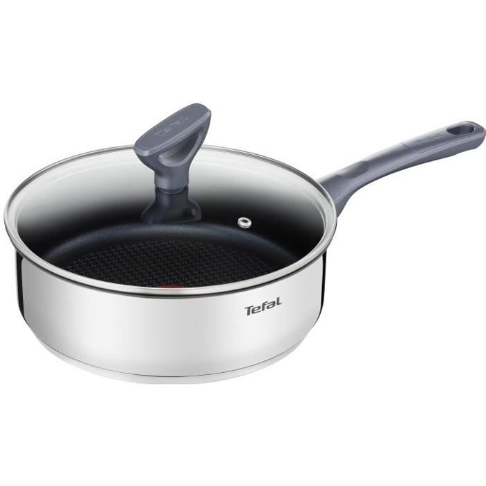 TEFAL Sauteuse Dailycook en inox - Ø 24 cm - Avec couvercle en verre - Tous feux dont induction