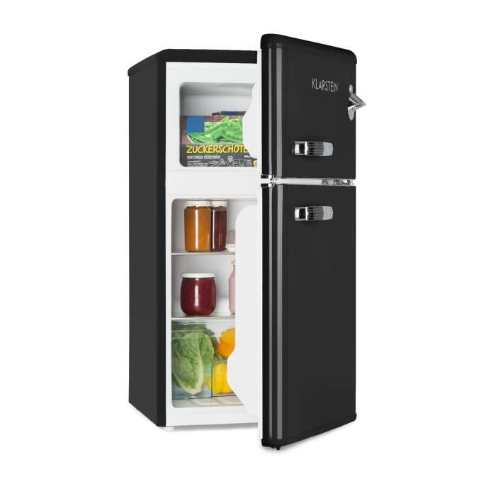 Réfrigérateur Congélateur haut - Klarstein Irene - 85L (61L + 24L) - Design rétro noir