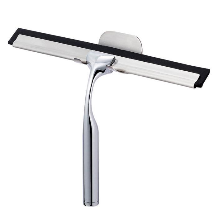 KZKR Raclette de Douche en Acier Inoxydable avec Spport Mural pour Nettoyer Miroir Parois Fenêtre Verre Salle de bain