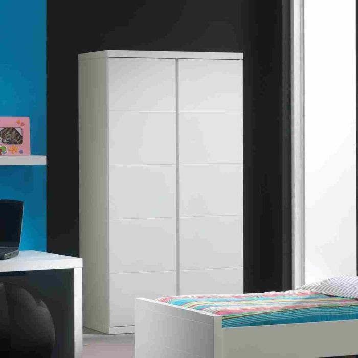 LARA Armoire 2 Portes Laquée Blanche