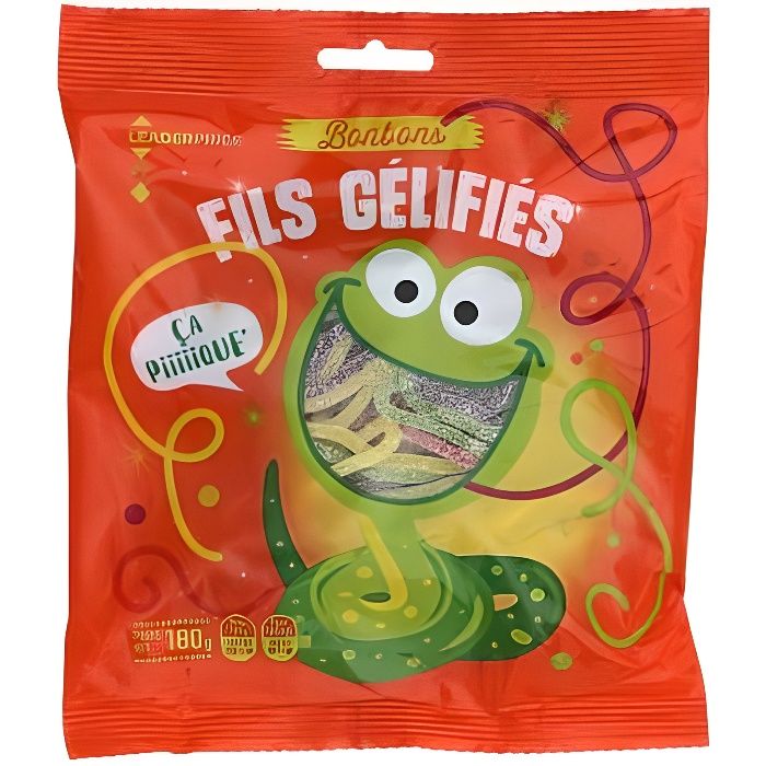 Bonbons gélifiés halal fils acidulé - 180g DLC 31/12/2022