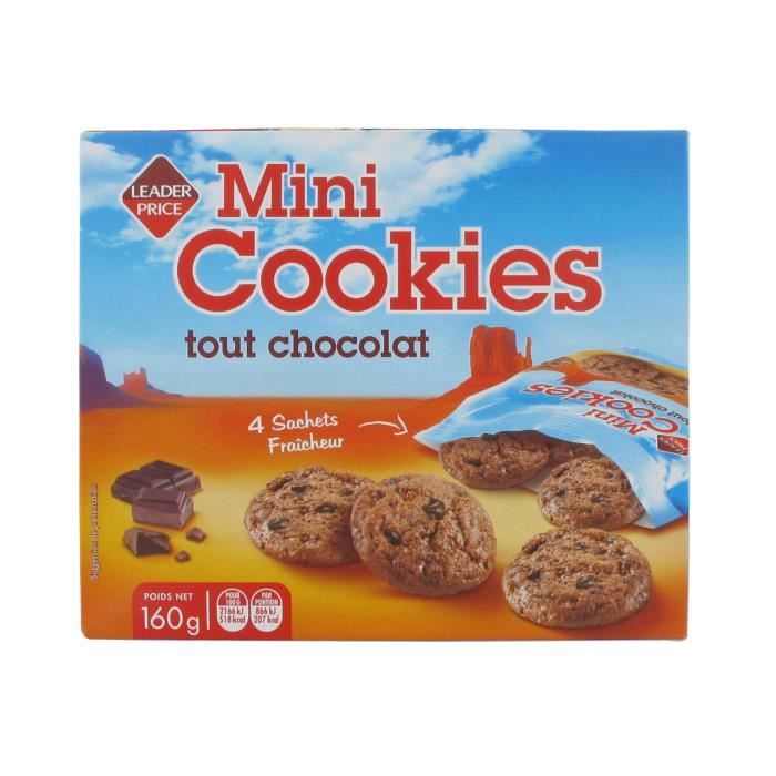 Mini cookies tout chocolat - 160g – 4 sachets fraîcheur