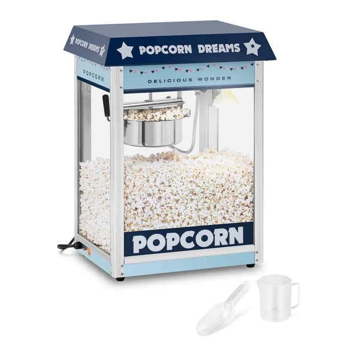 Machine à Popcorn Professionnelle Royal Catering RCPS-BB1 (Coloris Bleu, 1 600 W, 220 - 270 °C, 5 - 6 kg-h, Éclairage)