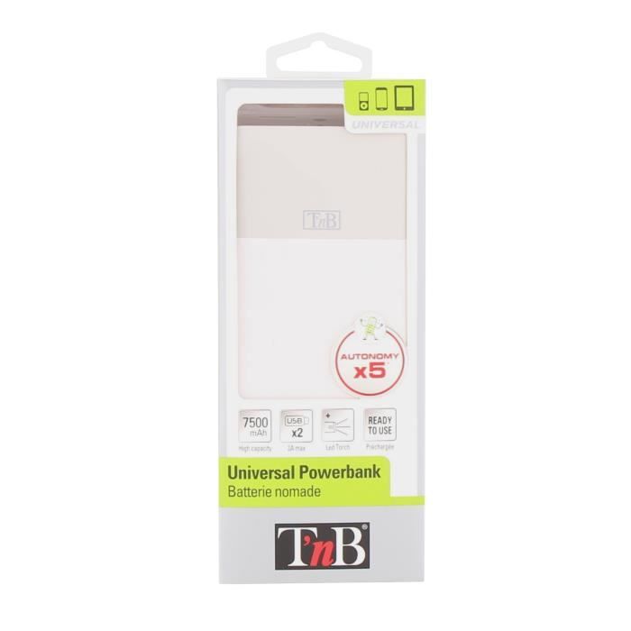 TNB Batterie externe de secours universelle 7500mA