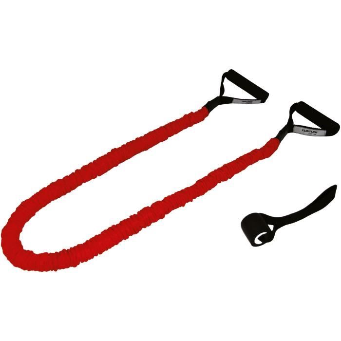 TUNTURI Set élastiques de musculation gainés tubing fort, rouge