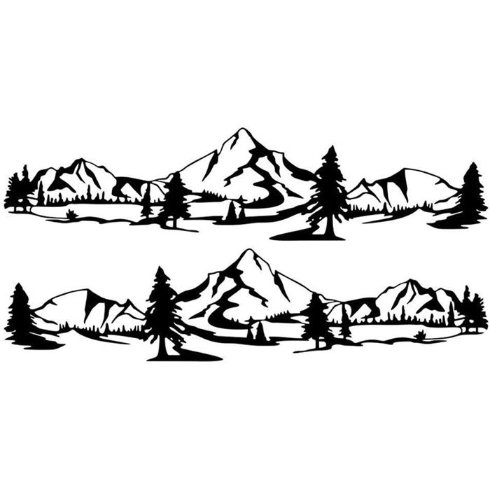 Autocollants décoratifs - ANNEFLY - Motif de montagne - Vinyle - Durable - 2 pièces