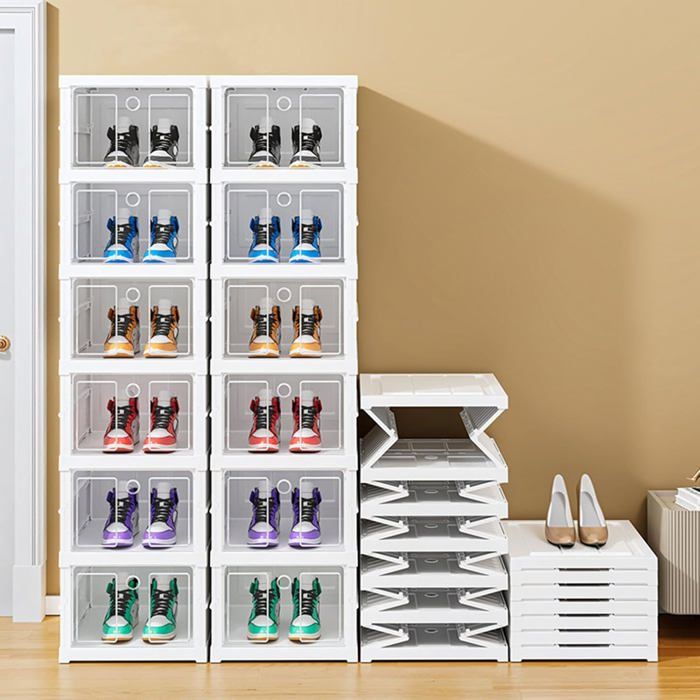 Étagère à chaussures pliable à 10 niveaux avec portes pour 16 à 18 paires, boîte de rangement transparente pour entrée, grande étagère pour baskets avec porte magnétique à partir de 50,39 € (juin 2026 Étagère à chaussures pliable à 10 niveaux avec portes pour 16 à 18 paires, boîte de rangement transparente pour entrée, grande étagère pour baskets avec porte magnétique à partir de 50,39 € (juin 2026