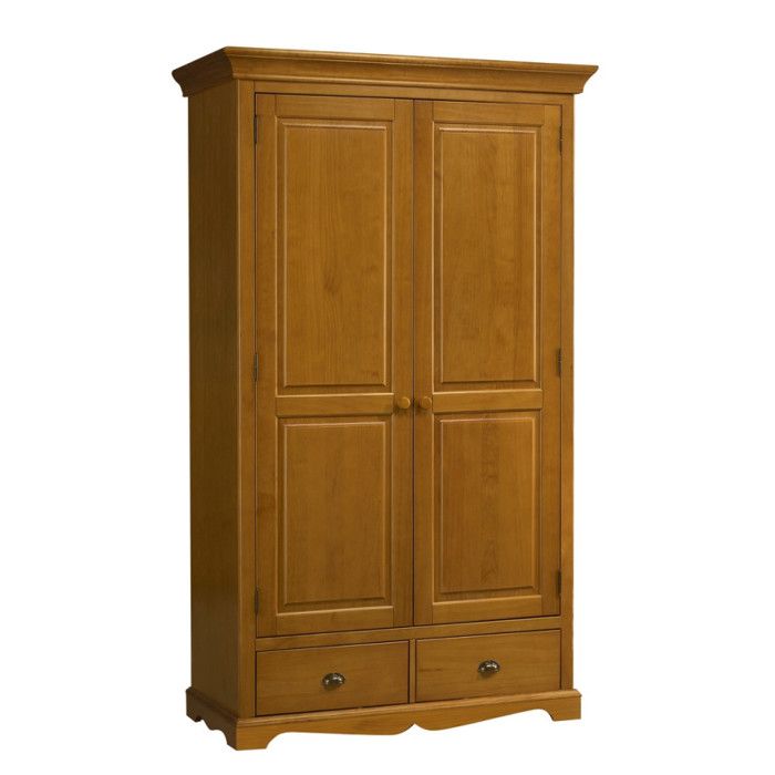 Armoire Penderie Pin Miel 2 Portes 2 Tiroirs 6 Niches L 114.5 H 195 P 54 cm - L 114.5 x l 54 x H 195 cm Armoire Penderie Pin Miel 2 Portes 2 Tiroirs 6 Niches L 114.5 H 195 P 54 cm - L 114.5 x l 54 x H 195 cm