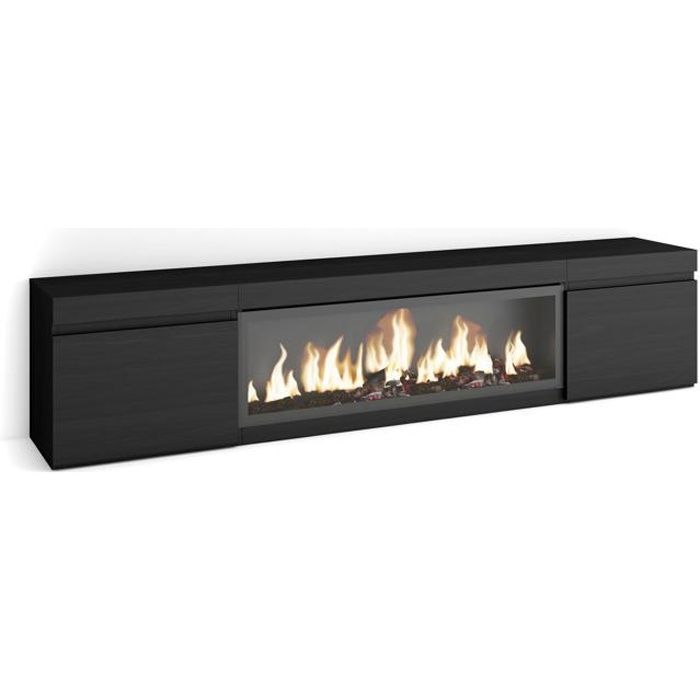 Meuble TV Banc Télé 208x35x45cm Pour les TV jusquà 80 Cheminée électrique XXL Noir RF3256 Meuble TV Banc Télé 208x35x45cm Pour les TV jusquà 80 Cheminée électrique XXL Noir RF3256