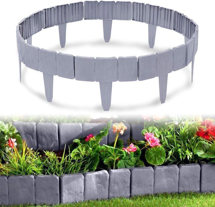 Bordure de pelouse en plastique - 10 m - Bordure de parterre flexible
