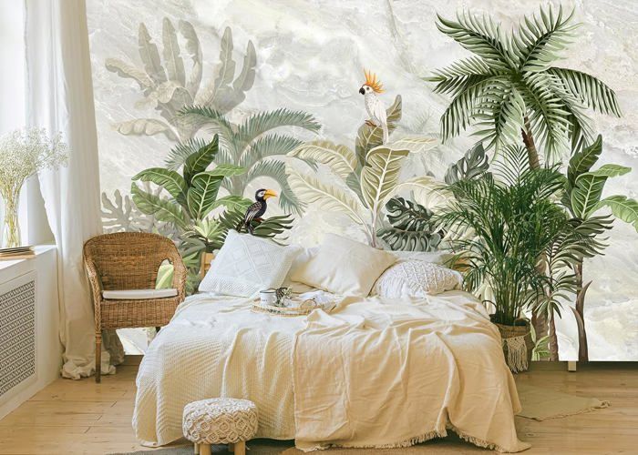 Papier Peint Jungle Tropicale Soie 355x250 cm Papier Peint Géant 3D ...