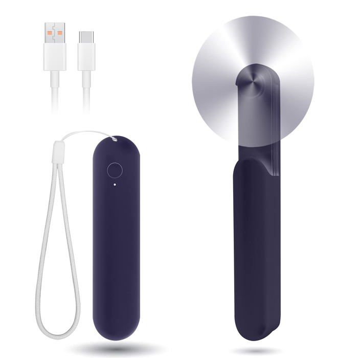 Mini Handheld Fan Ventilateur Portable Silencieux Rechargeable à 3 Vitesses Ventilateur de Poche USB Bleu Foncé - Nobrand