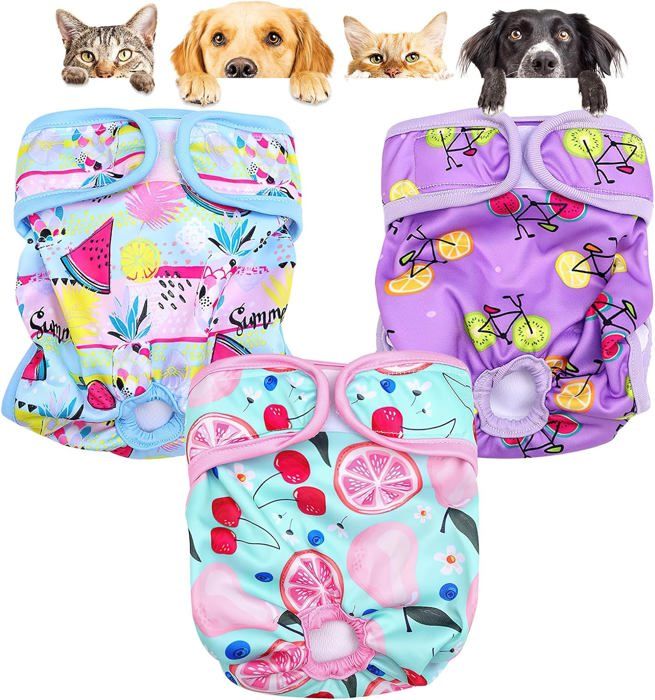 Meilleurs prix pour Lot de 3 Couches Lavables pour Chien, Couches Réutilisables pour Chien Incontinent, Adaptées aux Petits, Moyens et Grands Chiens XL