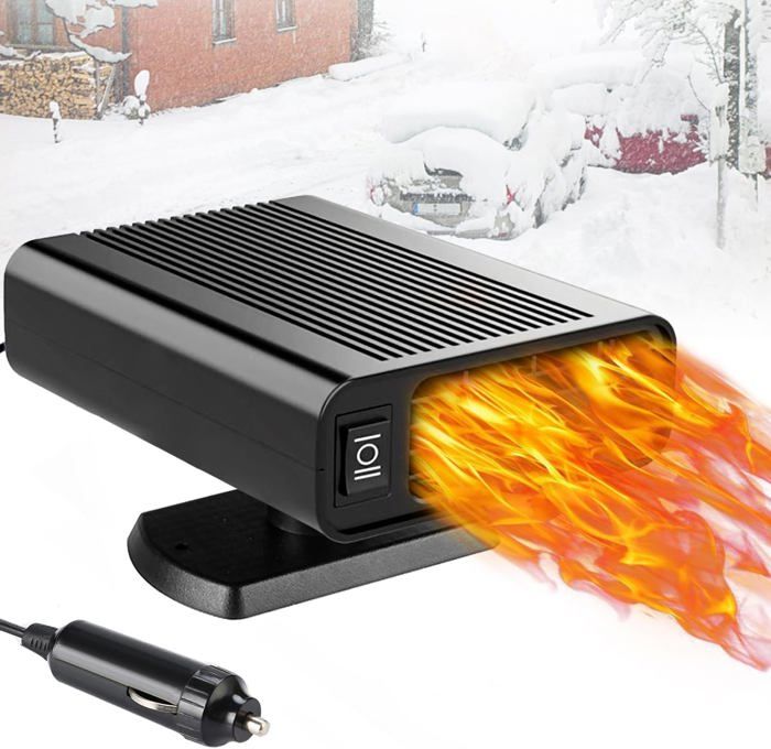 Chauffage De Voiture Portable 12V 150W - Avec Prise Allume-cigare, Base Rotative - Désembueur Et Dégivreur Rapide - 4