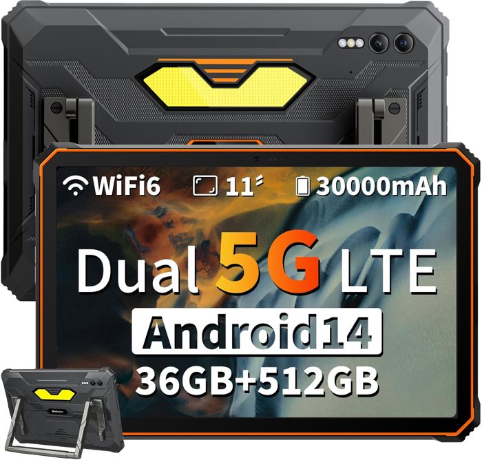 Blackview Active 10 Pro Tablette Tactile 11 90HzAndroid 1450MP+20MP36+512Go/SD 2To30000mAh(55W)PhotoIA 400 lumens- Orange