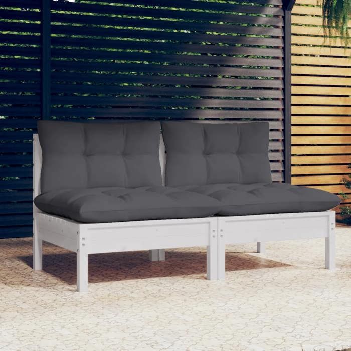 SALE 2025Sofa canapé de patio - Canapé 2 places de jardin avec coussins anthracite Bois de pin - 635x635x625 cm2457 Kg 8036