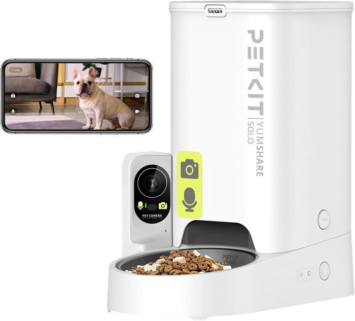Distributeur croquettes automatique - PETKIT - Caméra 1080P - Wi‑Fi 24GHz - 5 repas/jour - Vision nocturne