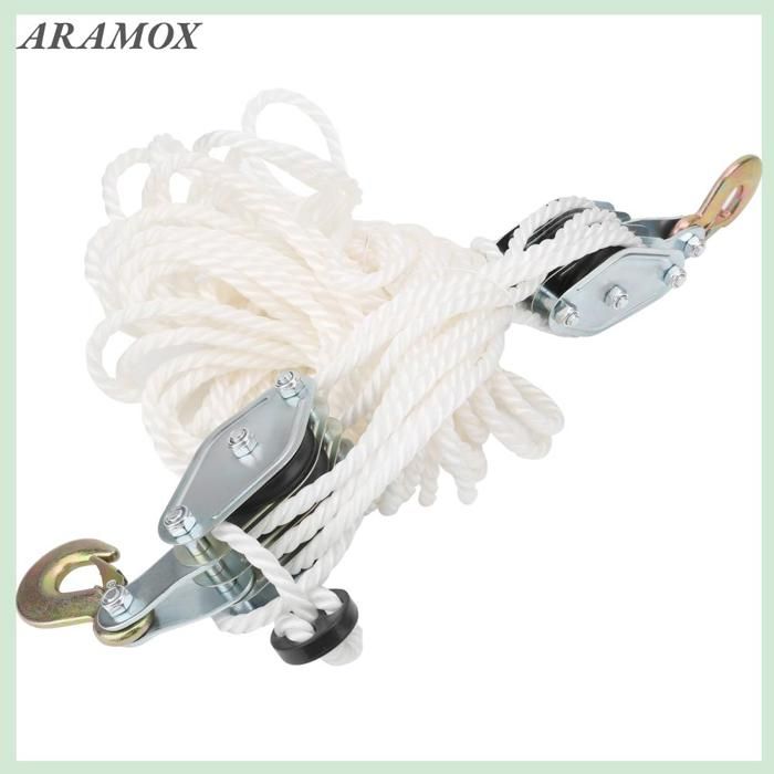 Palan à 4 Voies NICCOO - Câble Nylon 20 M, Charge Max 900 Kg, Crochets Acier Galvanisé, Pour Levage D'objets Lourds En Atelier Ou Extérieur
