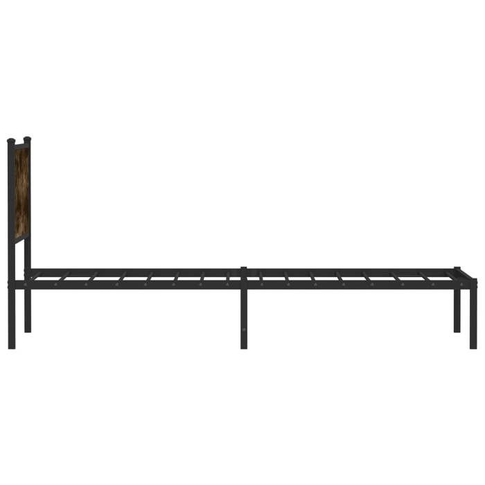 Structure de lit en métal - 1 personne - chêne fumé 90x190 cm - L 196 x l95 x H 91.5 cm82325560