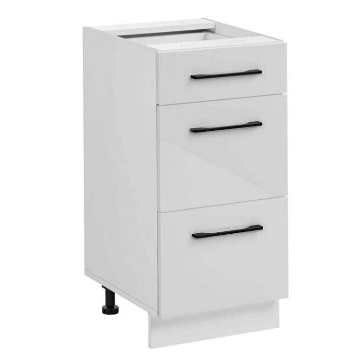 Meuble bas de cuisine avec 3 tiroirs Frida - Blanc brillant - L 40 x H 81 x P 46 cm