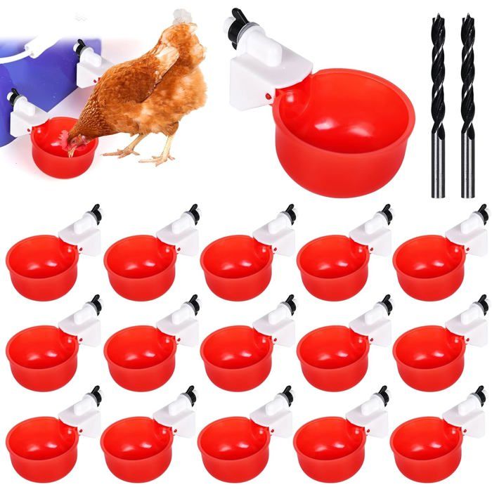 Meilleurs prix pour Lot de 16 distributeurs deau automatiques pour poules avec perceuse abreuvoir automatique pour volailles canards oies dindes