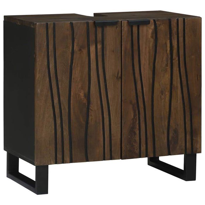 Meuble de lavabo en bois dingénierie - vidaXL - Noyer - 62x33x58 cm - Design moderne - Rangement spacieux - 2 étagères