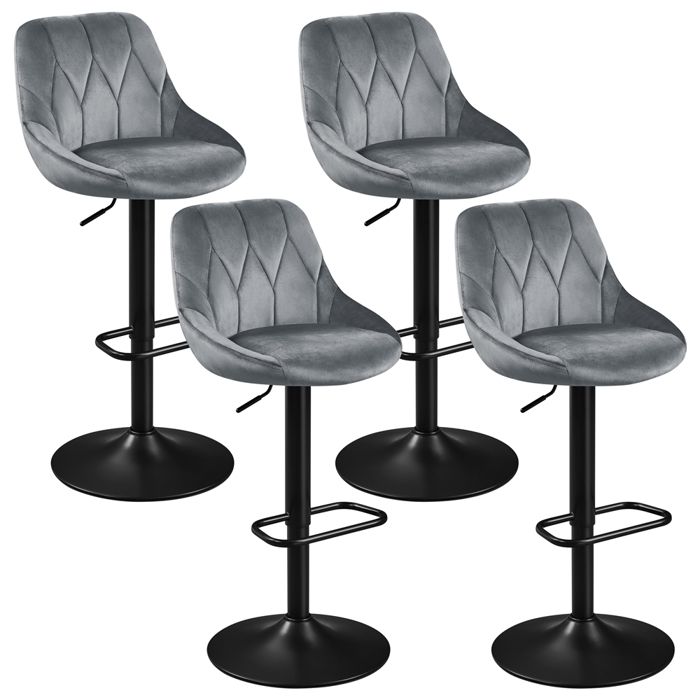 Yaheetech Lot de 4 Chaises de Bar en Velours avec Assise Pivotante Réglable en Hauteur Cadre Métallique Galvanisé Gris Foncé Yaheetech Lot de 4 Chaises de Bar en Velours avec Assise Pivotante Réglable en Hauteur Cadre Métallique Galvanisé Gris Foncé