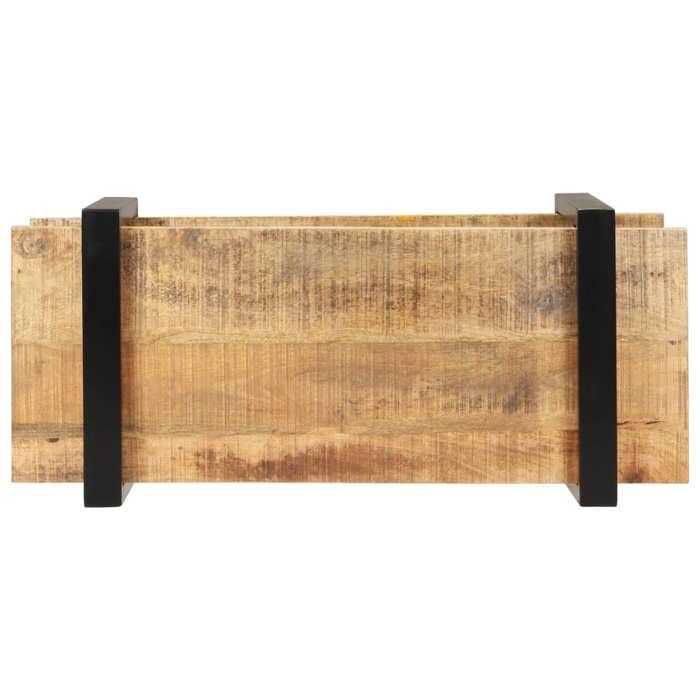 Meuble TV en bois de manguier - MEUBLECHIC - 90x40x40 cm - Bois de manguier brut - Pieds en fer noir - Style industriel