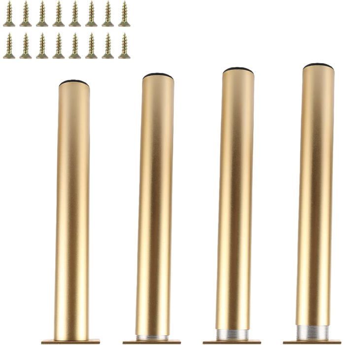 4pc Pied de Meuble Doré 20cm - Pied de Table Or en Alliage dAluminium Réglable avec Vis - Support Robuste et Élégant pour Canapé