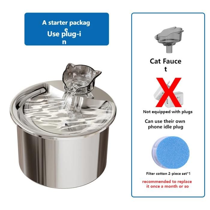 Fontaine à eau automatique pour chat - Phoesky - Acier inoxydable - 2L - Distributeur deau - Fontaine intelligente