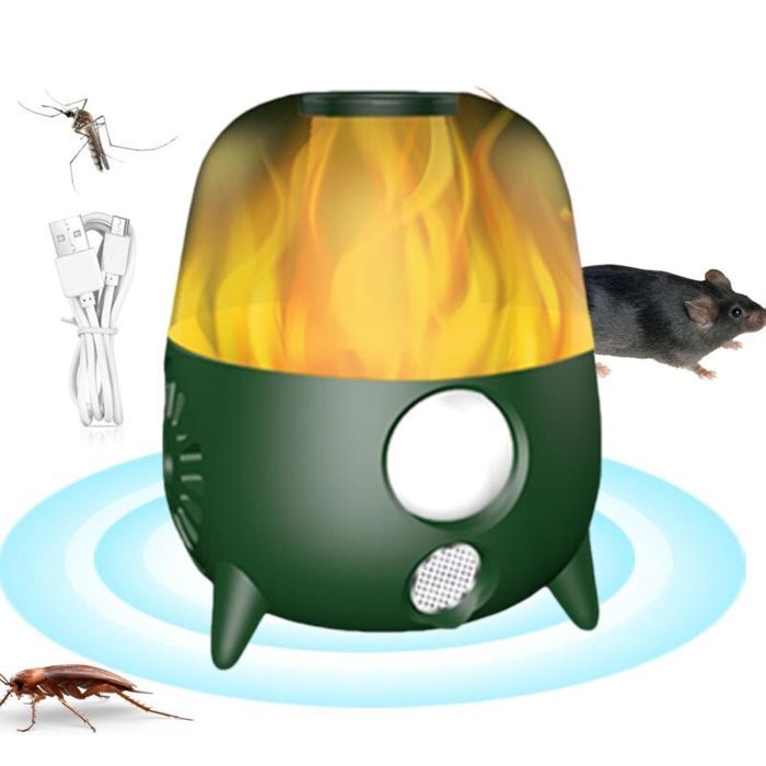 Nouveau Répulsif Ultrason Intelligent Haute Fréquence - Simulation dAlarme Sonore et Effet Flamme LED pour Éloigner Rongeurs/Animau