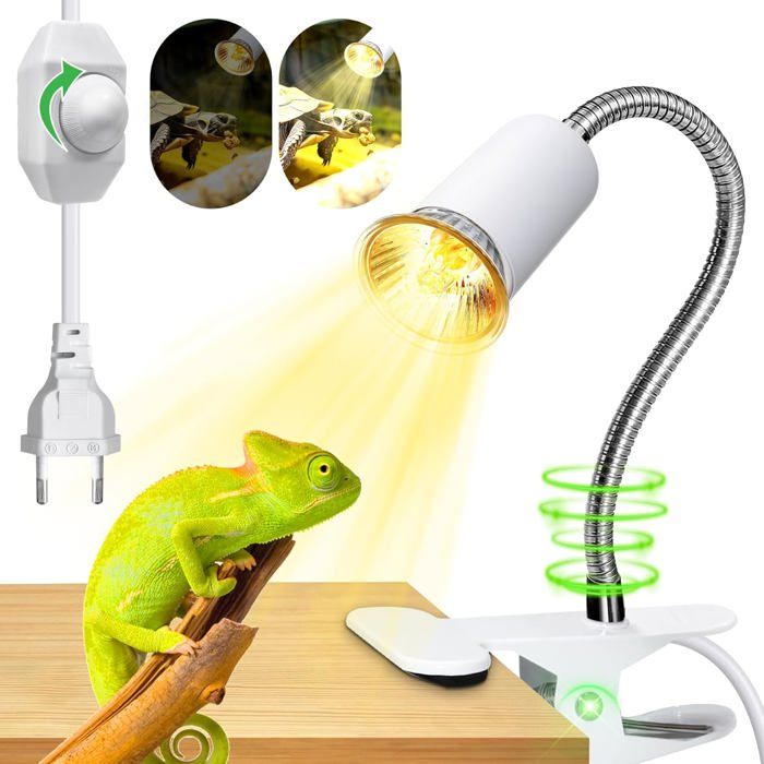 Lampe Chauffante Reptiles - 1 Unité - Métal et Céramique - Col de Cygne Réglable - Pour Tortue Lézard Serpent - N MICRODERMABRASION