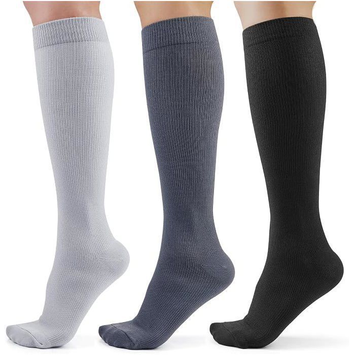 CAMBIVO Bas de Contention Femme Homme 3 Paires Chaussettes de Compression 8-15 mmHg pour Voyage Sport Course à Pied Infirmière