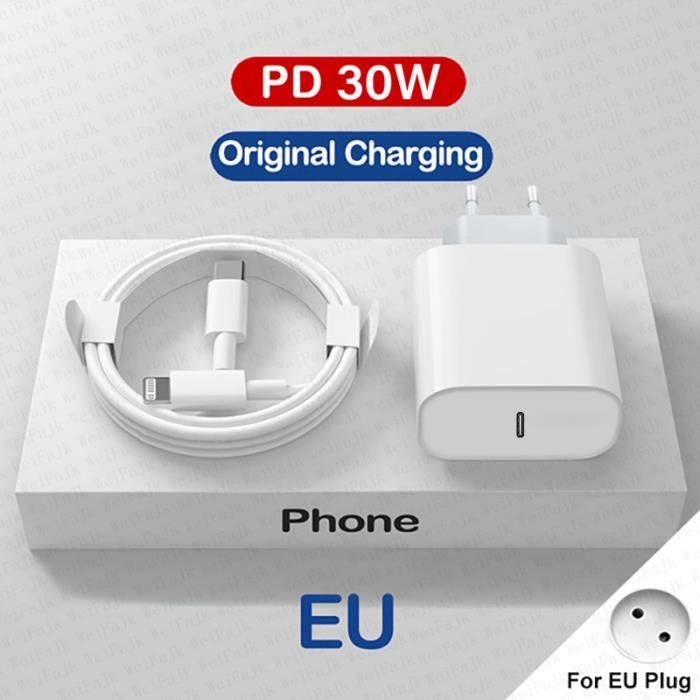 Chargeur et câble UE-Chargeur rapide Apple Original PD 20W USB C pour iPhone  12 11 14 13 Pro Max SE Mini X X - Cdiscount Téléphonie