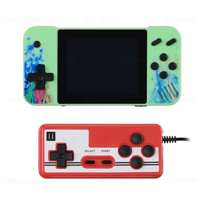 Mini Console De Jeux Rétro Portable Avec 500 Jeux – Écran LCD 3 Pouces, Batterie 1020 MAh – Design Vert Compact