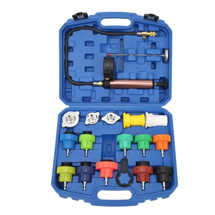 Kit Testeur De Fuite Pression Radiateur 14 Pièces - Pour Système De Refroidissement Voiture, 0-35 PSI