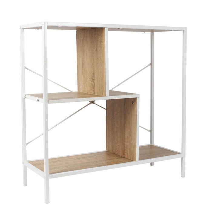ENDIS - Etagère 3 Niveaux Aspect Bois et Métal Blanc ENDIS - Etagère 3 Niveaux Aspect Bois et Métal Blanc