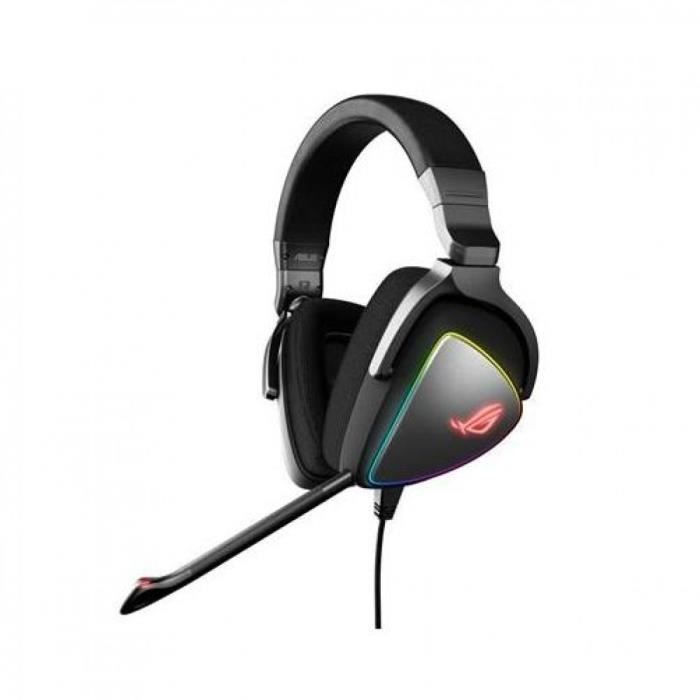 Casque de jeu Asus Rog Delta RGB avec microphone Hi-Res ESS Quad-DAC Noir