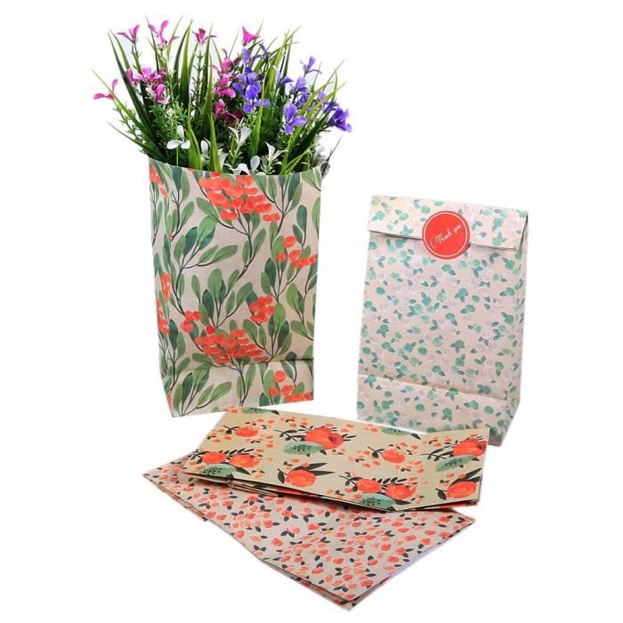 Koopan 12 Sachets Sac Cadeau en Papier Couché Papier d’Emballage Cookie avec Autocollant en Motif differents pour Mariage,Fête,Anniversaire 