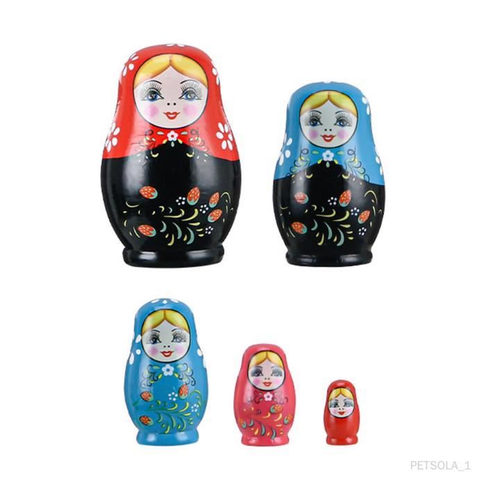SALUTUYA Poupées gigognes russes de chien mignon 5 pièces en bois mignon chien poupées gigognes