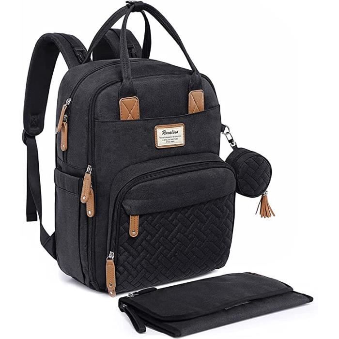 Sac à dos à langer RUVALINO - Noir - Matelas
