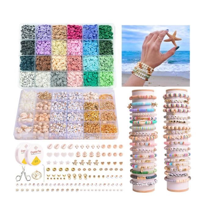 I LOVE MOM Perle Plate pour Bracelet Kit Bricolage Enfant,Perles pour  Bijoux Perles Heishi Kit Bracelet,Perle Pastel avec Perles299 - Cdiscount  Beaux-Arts et Loisirs créatifs