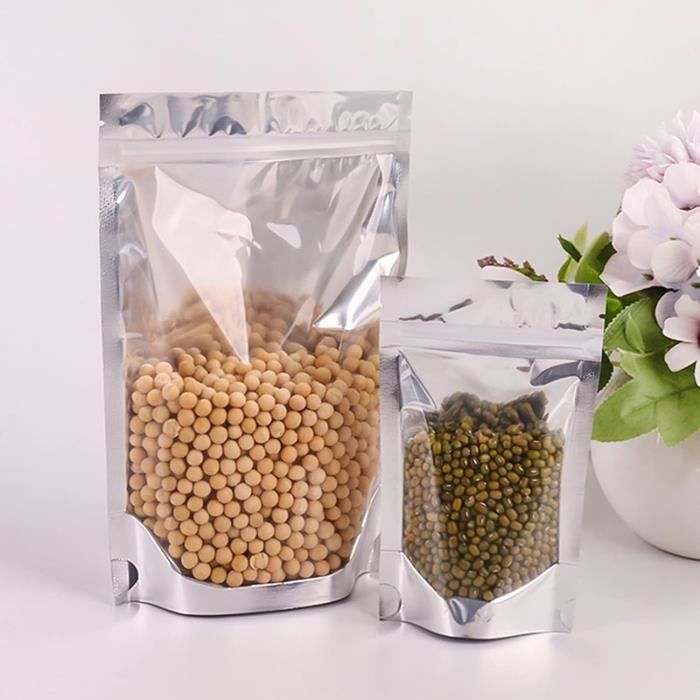 OTYMIOW 100 Sachets d'Emballage Holographiques PET 6 × 10 cm Refermables en Plastique Brillant, Sachets Hermétiques à Fermeture Éclair, Emballage Holographique Transparent pour Collations et Bijoux