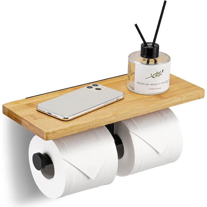 Étagère à Papier Toilette En Bois – Design Morpion – Marron – Neuf