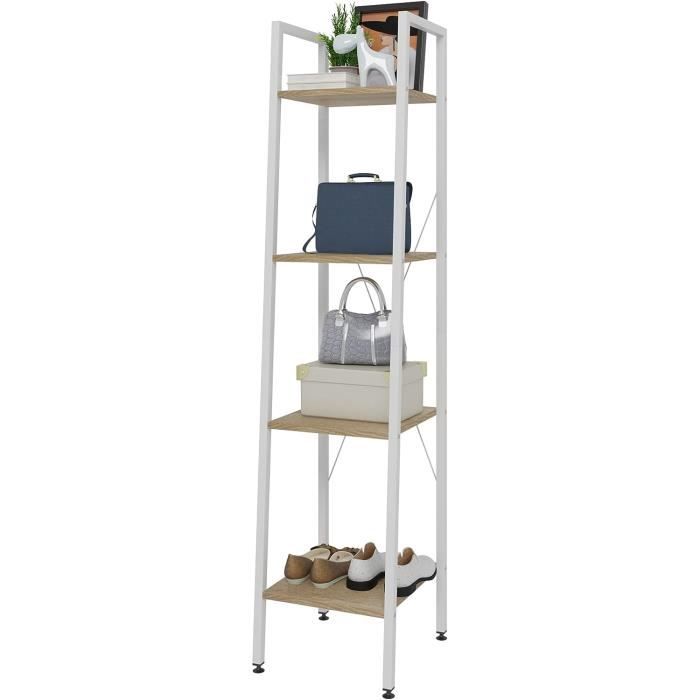 SONGMICS Étagère Salle De Bain 5 Niveaux Bambou - Étagère Rangement Angle Multifonction Blanche