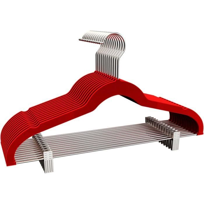 Cintre Anti Dérapant Lot De 5 Cintres à Pince Plastique - Porte-Pantalons/ Jupes - Crochet Pivotant 360° - Gain De Place Cintre Pinces Plastique