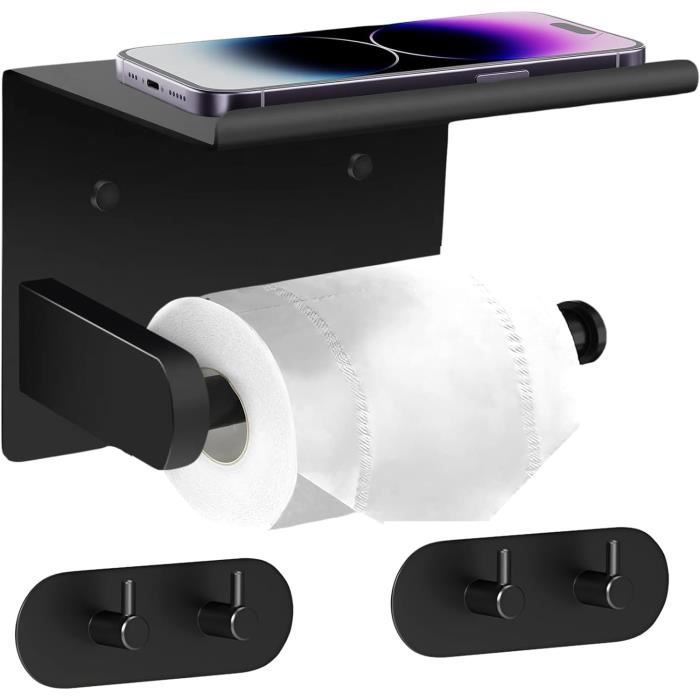 Support de papier toilette noir avec base carrée pour toilettes (noir
