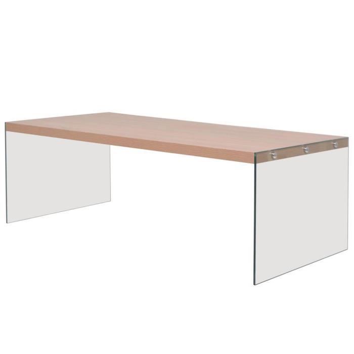 Table Basse De Salon Epuree Verre Et Bois Design Et Contemporain