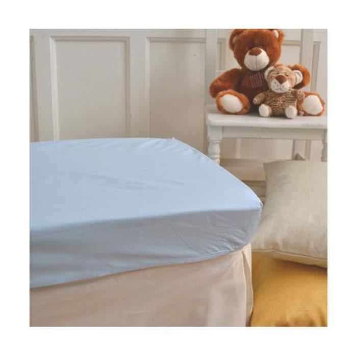Lit De Bebe Draps Housse En Polyester Coton Bleu Mesures Bebe Savanes Lit 60x1cm Cdiscount Maison
